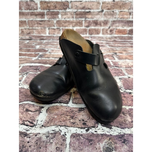 Birkenstock Shoes - Birkenstock Boston Black Leather Clogs Women's Size EU 40 US 9 Classic Footbed